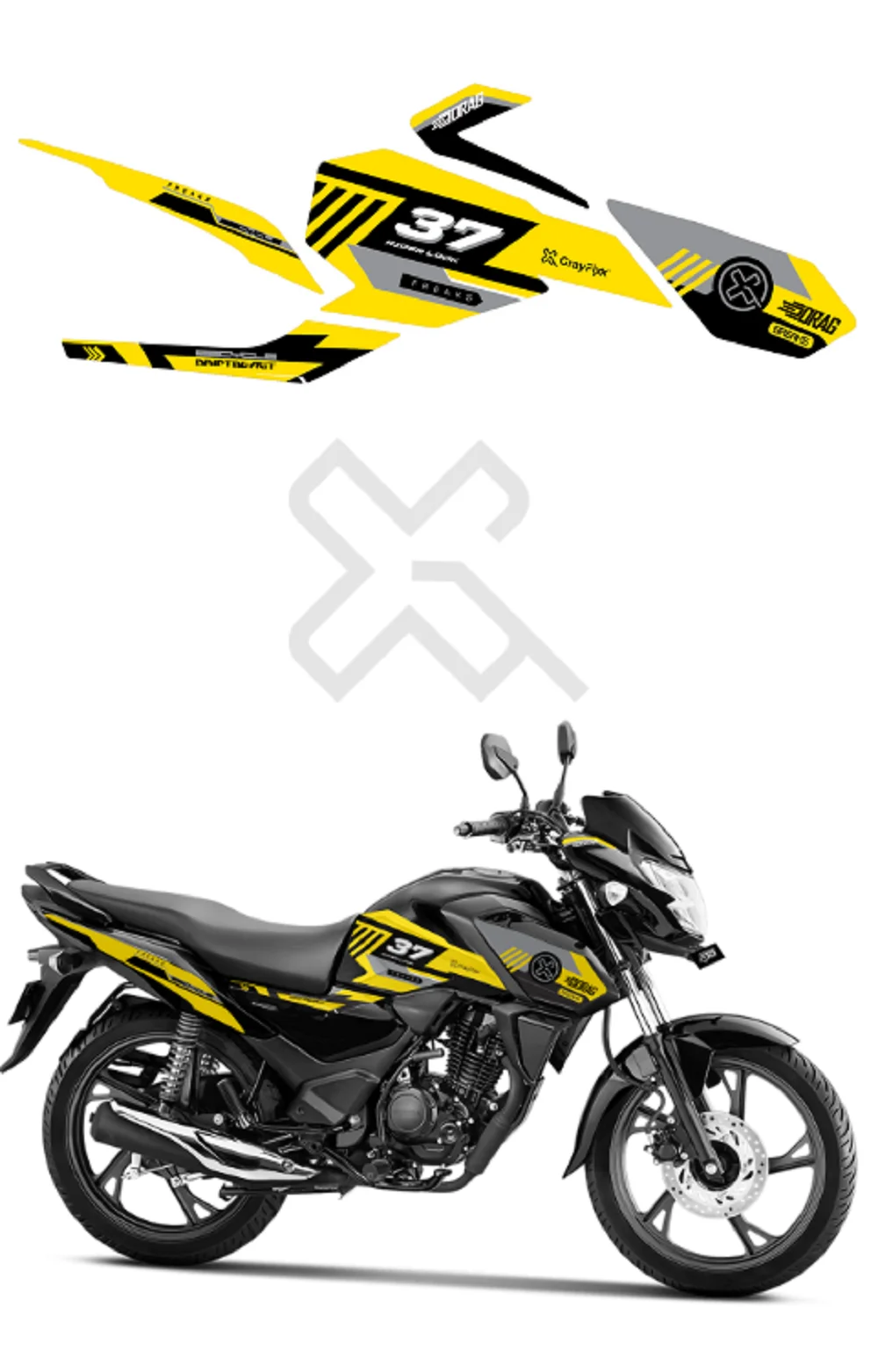SP 37 Edition Half Body Sticker Compatible with Shine SP 125 | Made In Premium Gloss Vinyl With FPF(Fade Protection Film), Water Proof, Precut Sticker, Pack Of 1 Compatible with Both Side